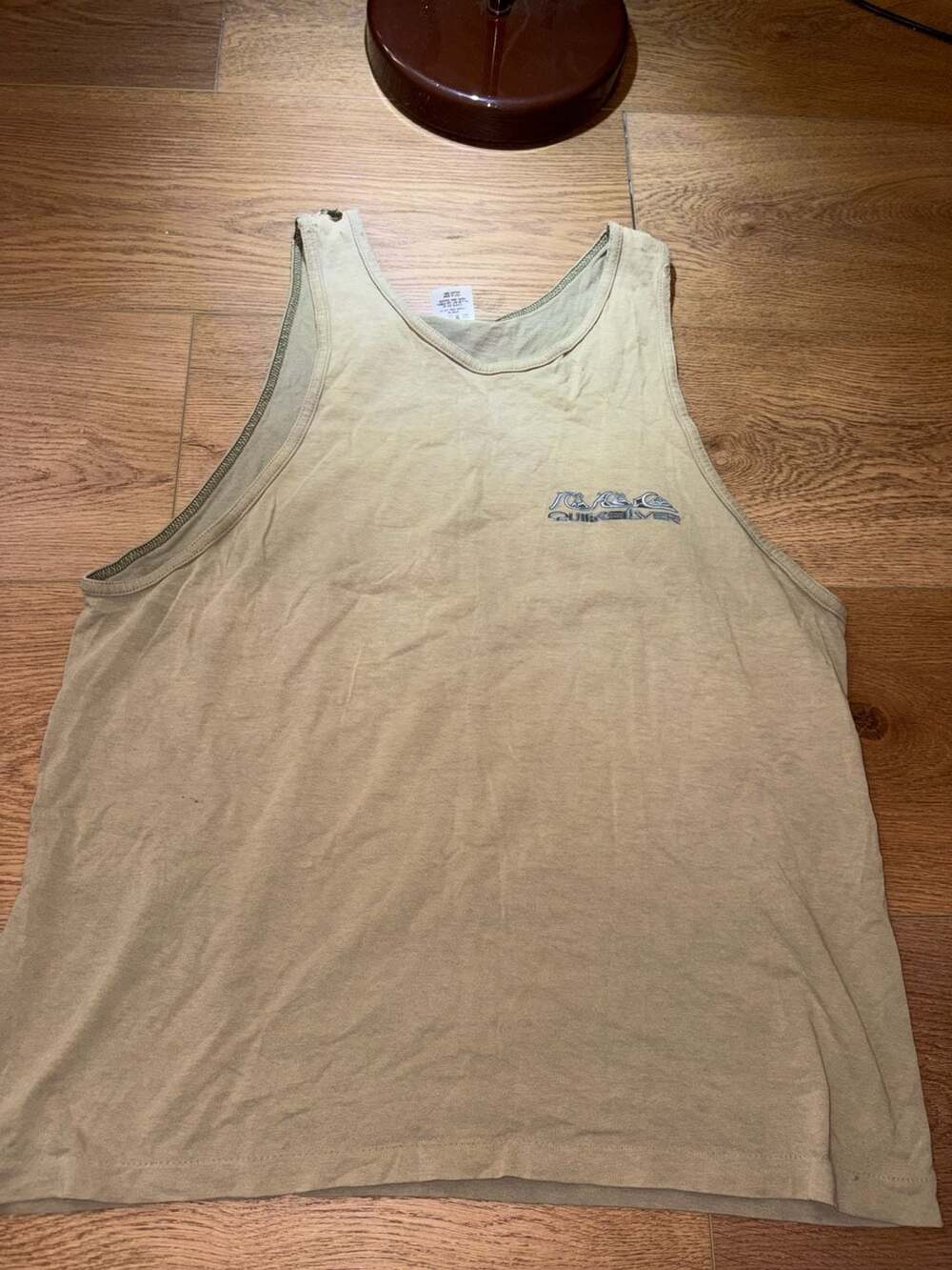 Vintage Quiksilver Internationale Logo Tank Top XL Tan 90s Surf